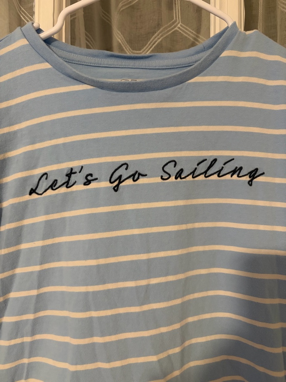 Vineyard Vines Light Blue and White Striped "Let's Go Sailing" Short Sleeve Tee